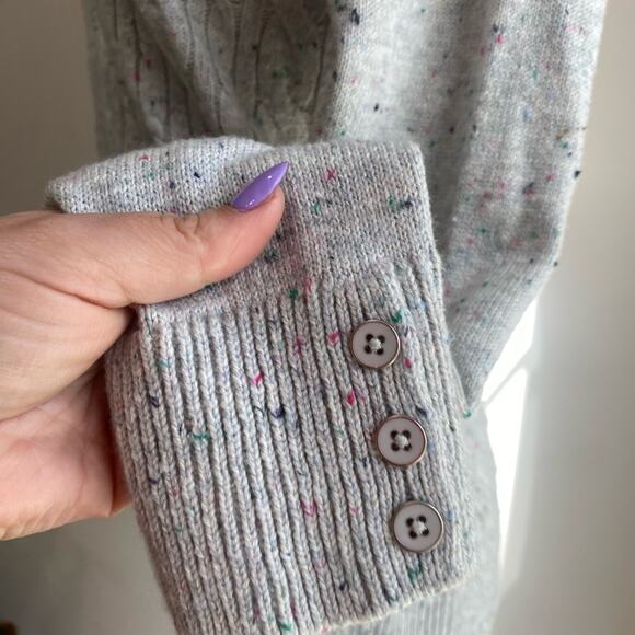 Talbots Sweater Pullover Gray Cable Knit Long Sleeve Cotton Acrylic Size Small - Picture 6 of 10